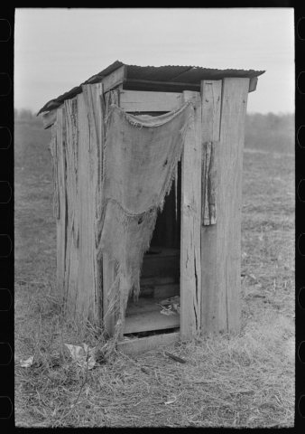 Privy of sharecropper's farmstead near Pace, Mississippi. Background photo for Sunflower Plantation