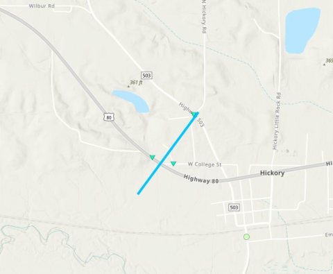 2024 Hickory, MS EF0 prelim path