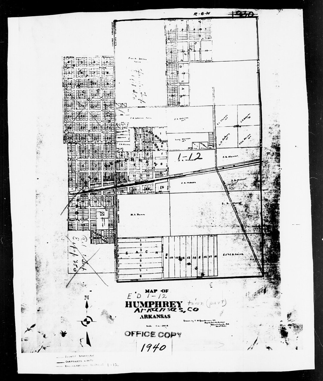 1940 Census Enumeration District Maps - Arkansas - Arkansas County - Humphrey - ED 1-12
