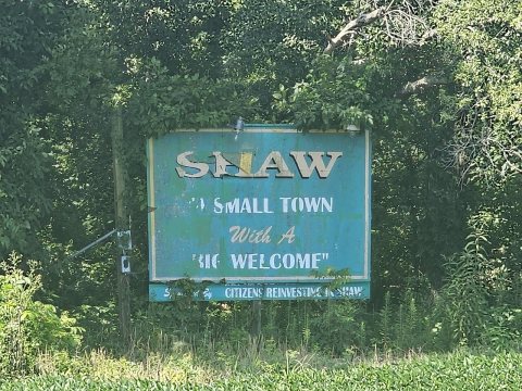 Shaw Mississippi Small Town sign