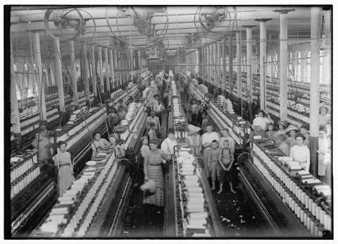 Interior of Magnolia (Miss.) Cotton Mills spinning room. See the little ones scattered through the mill. All work. See …