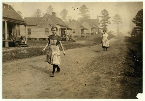 One of the workers (not the youngest) in the Kosciusko, Miss., cotton mills. The superintendent objected to my photogra…