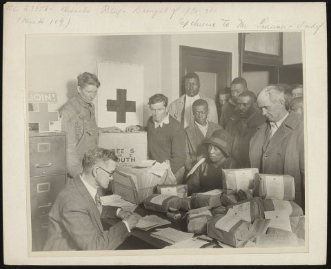 Red Cross food orders and free seed for quarter acre garden plots are given white and colored farmers by the Red Cross …