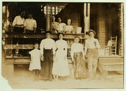 Family of B. F. Clark, 219 N. 4th Street. This family has worked in 8 different mill villages in the past five years. C…