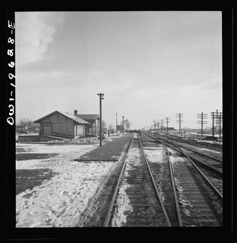 Baring, Missouri. Going through the town on the Atchison, Topeka, and Santa Fe Railroad between Fort Madison, Iowa and …