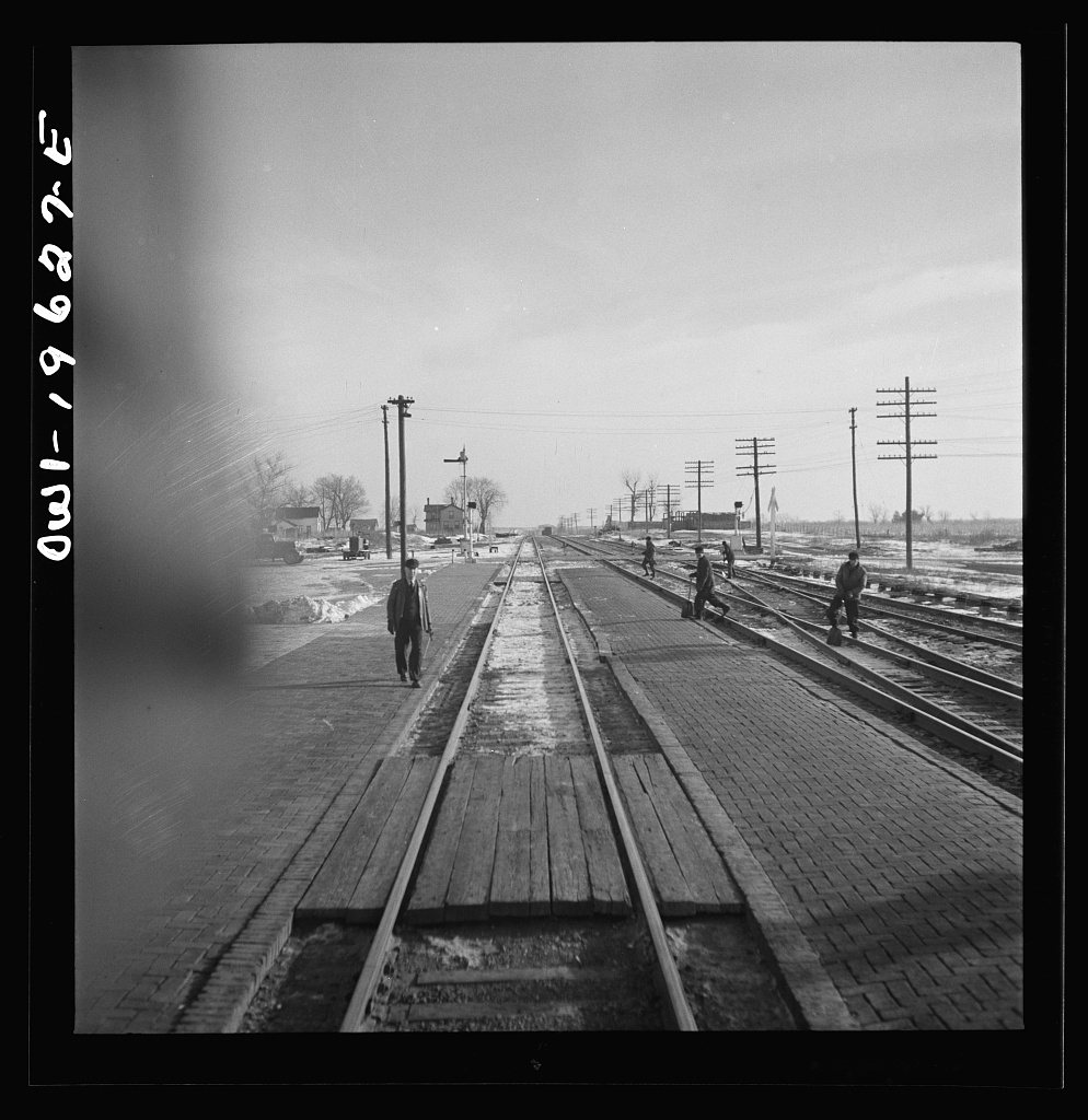 Untitled photo, possibly related to: Baring, Missouri. Going through the town on the Atchison, Topeka, and Santa Fe Rai…