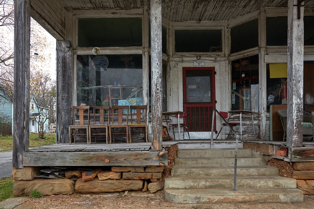 Detail of the Whitehall Mercantile Building in the tiny, largely abandoned, settlement of Halltown, Missouri