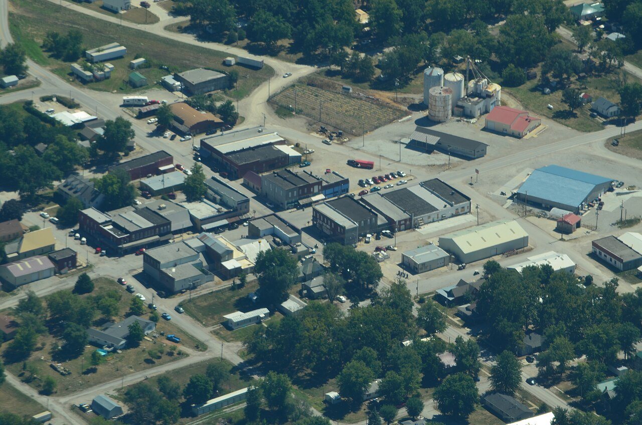 Aerial view of Jamesport, Missouri 9-2-2013