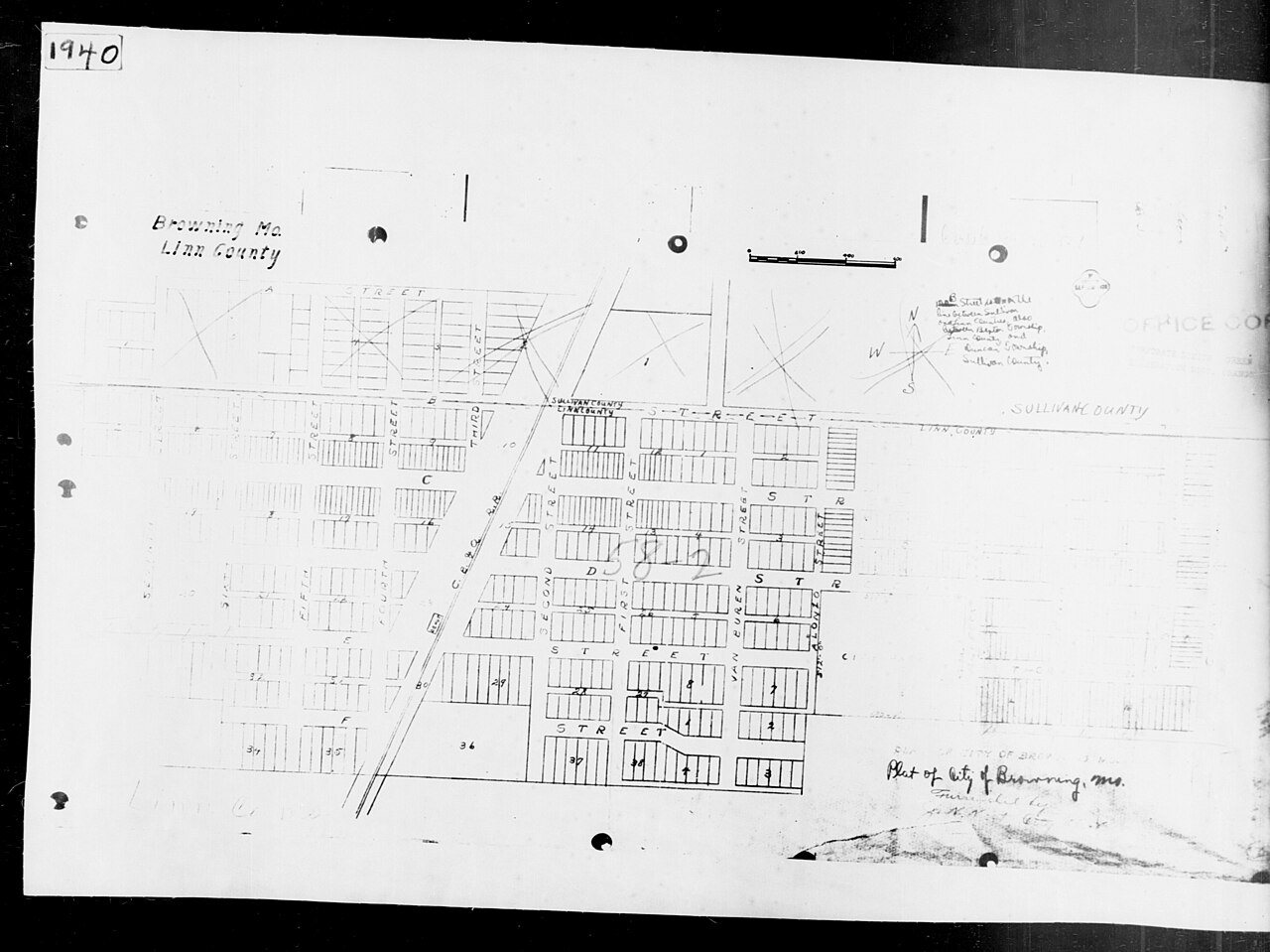 1940 Census Enumeration District Maps - Missouri - Linn County - Browning - ED 58-2