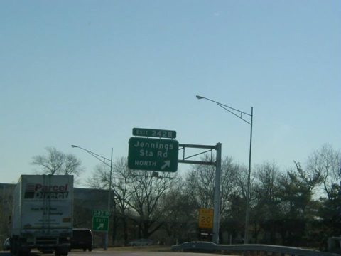 Interstate 70 East at Exit 242B, Jennings Station Rd North exit (1999)