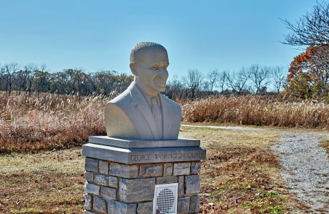 Bust of George Washington Carver, at a National Park Service unit honoring the renowned American scientist and agricult…
