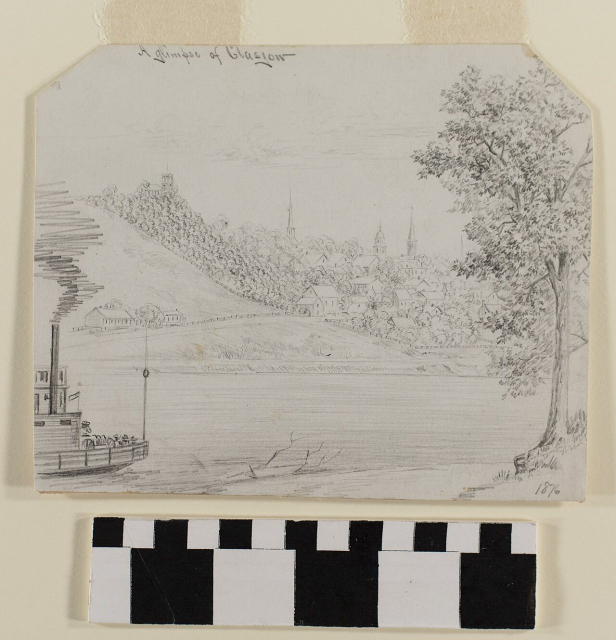 Pencil Drawing "A Glimpse of Glasgow" by A. B. Greene