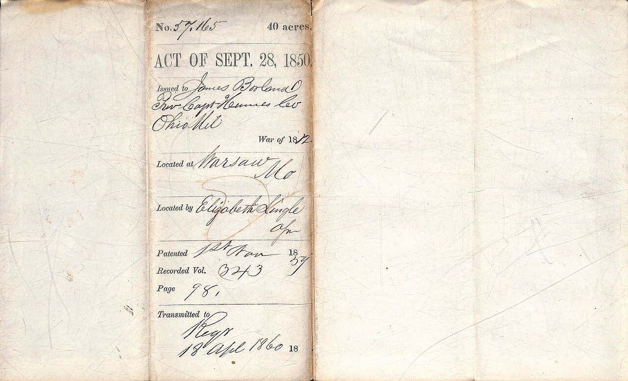 James Borland (1792-1858) bounty warrant 57165