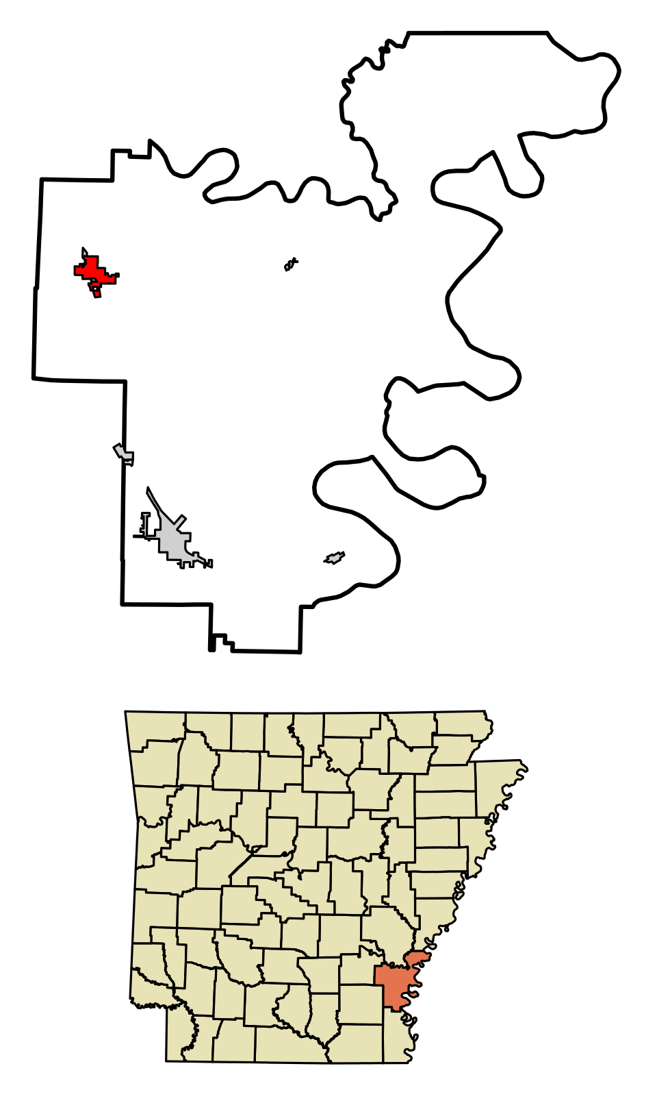 Locator map of Dumas