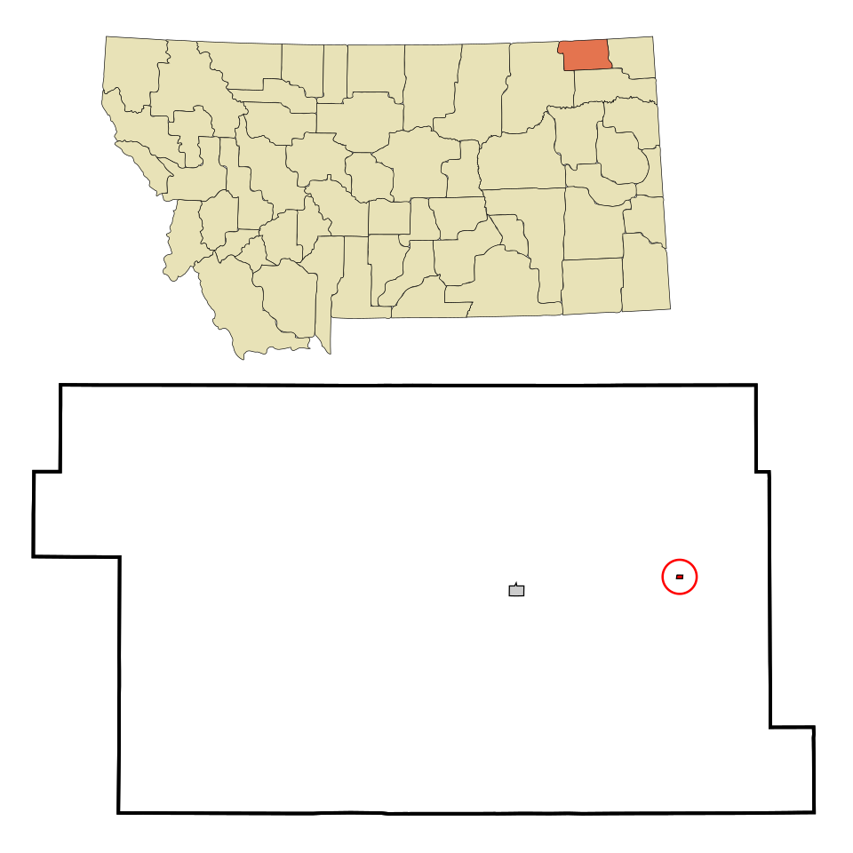 Locator map of Flaxville