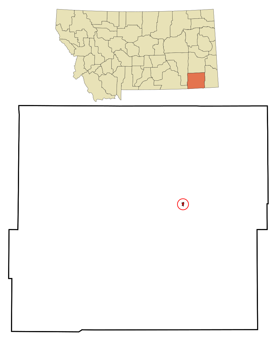 Locator map of Broadus