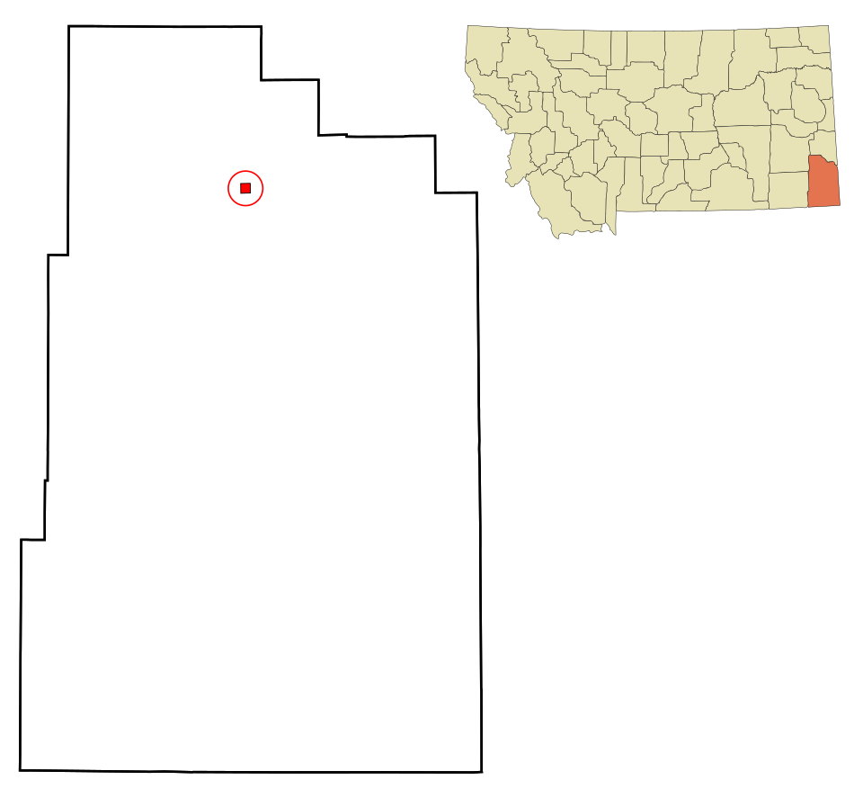 Locator map of Ekalaka