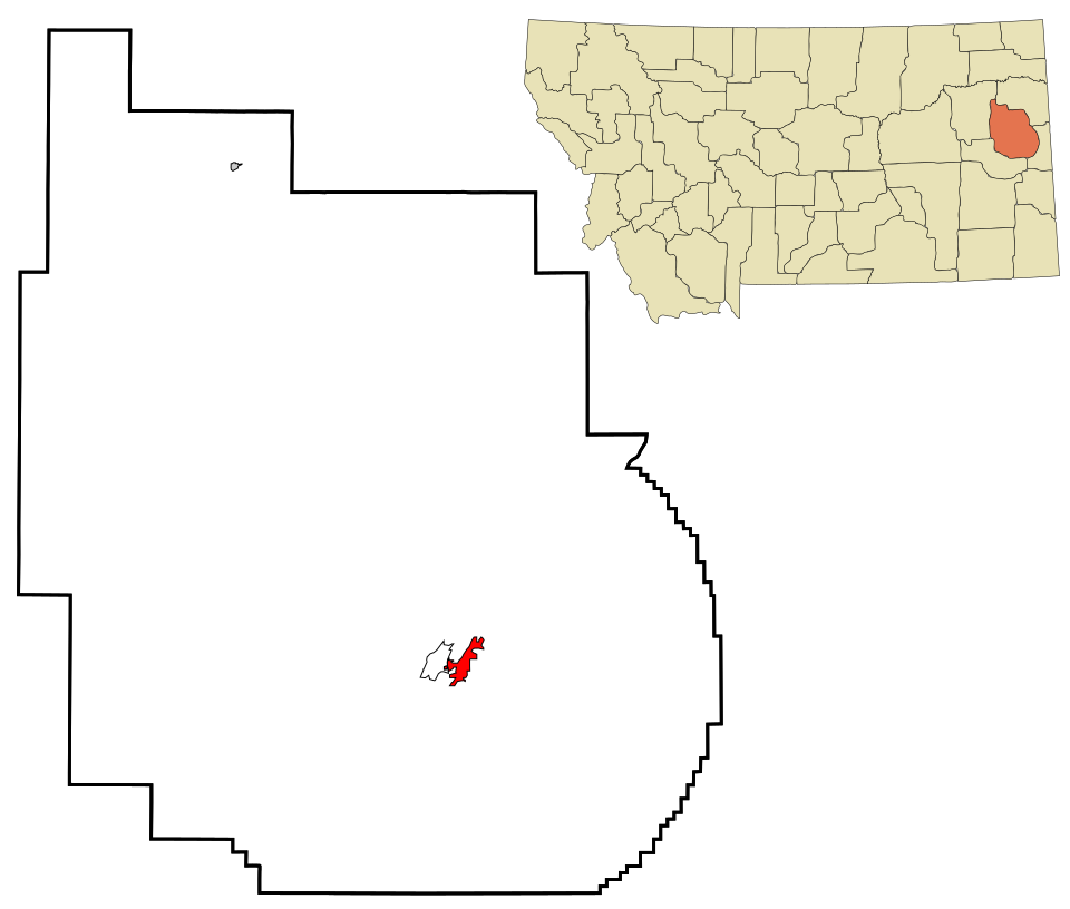 Locator map of Glendive