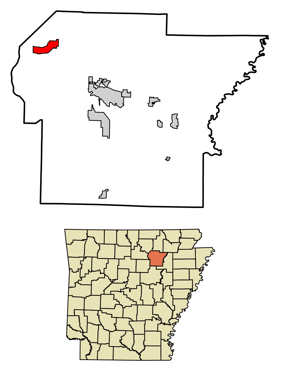 Locator map of Cushman