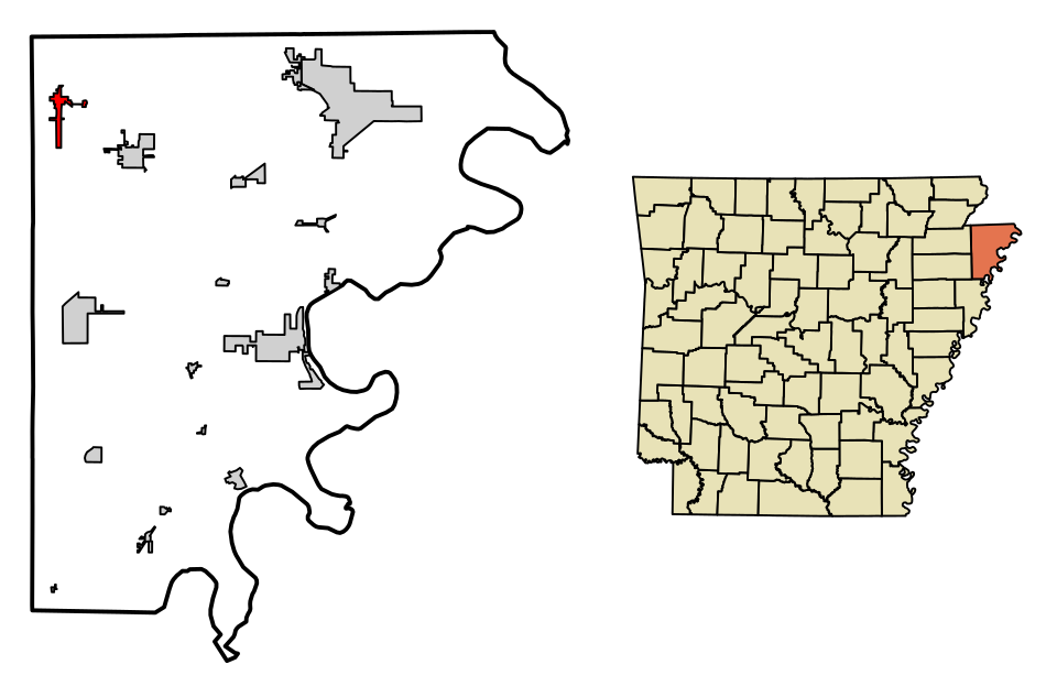 Locator map of Leachville
