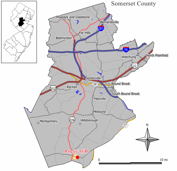 Locator map of Rocky Hill