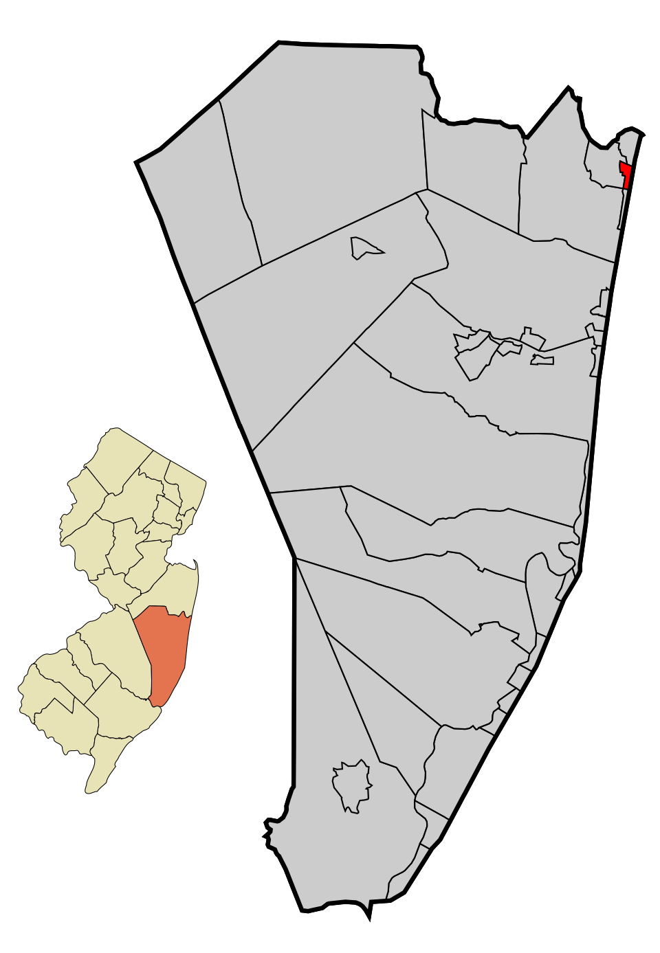 Locator map of Bay Head