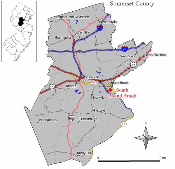 Locator map of South Bound Brook