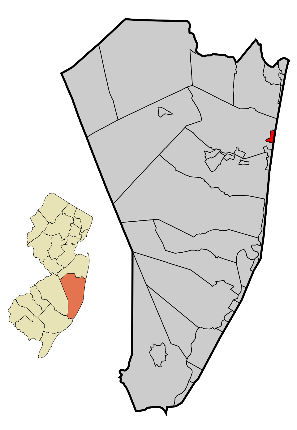 Locator map of Lavallette