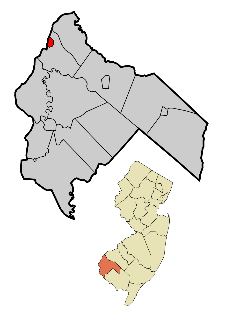 Locator map of Penns Grove