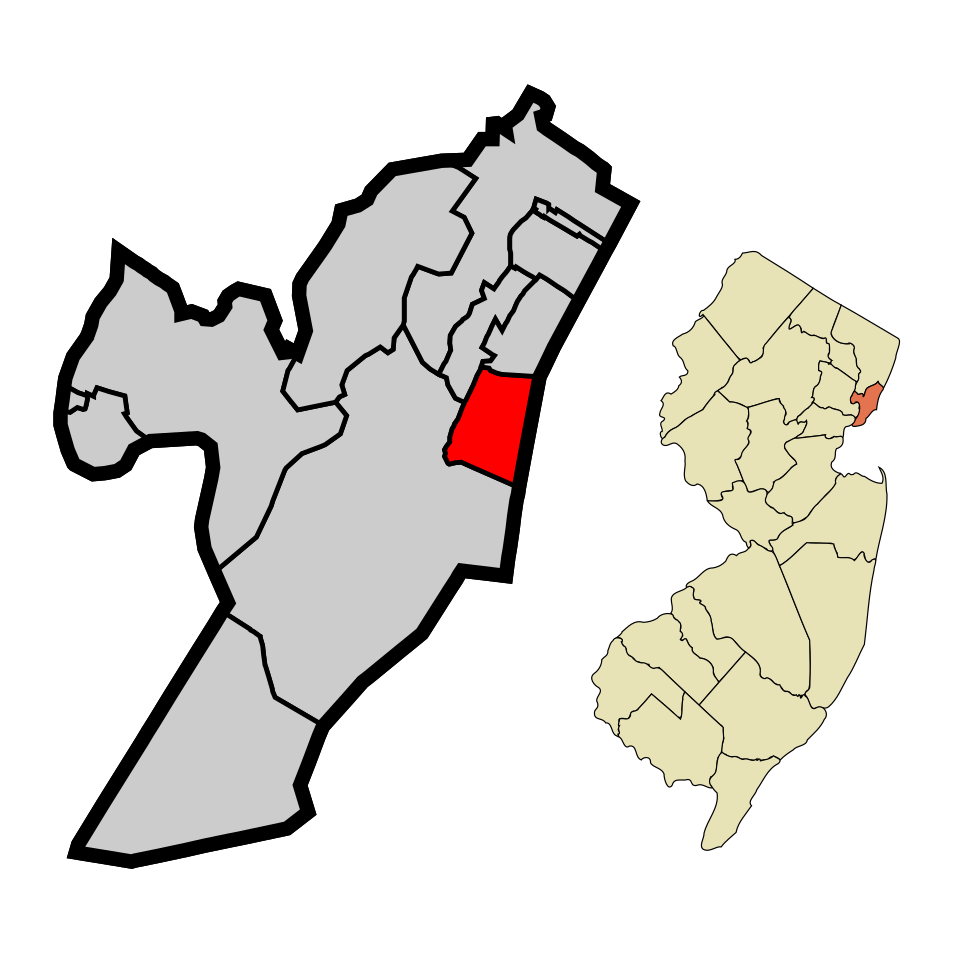 Locator map of Hoboken