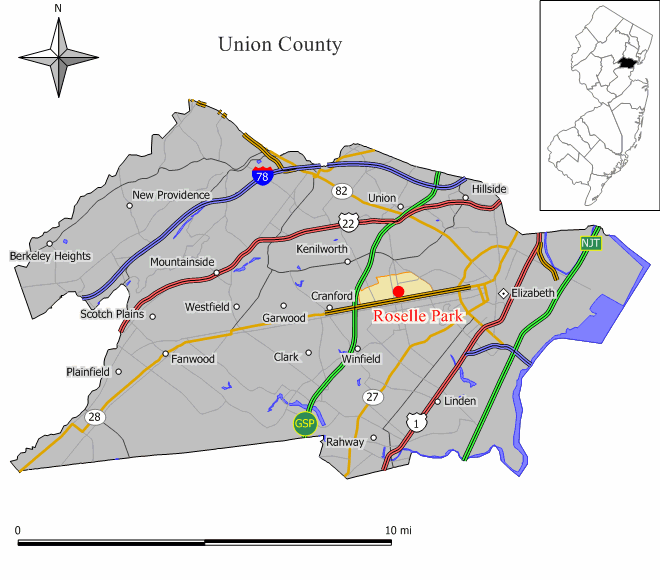 Map of Roselle Park