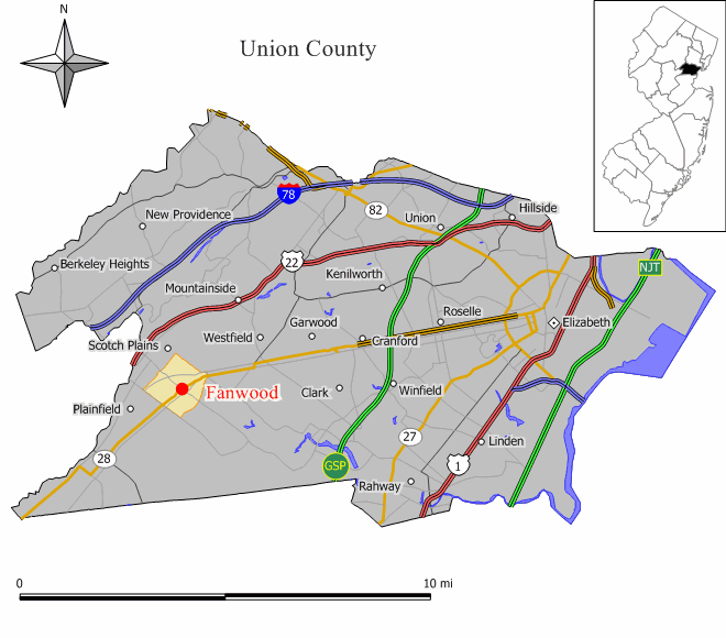 Locator map of Fanwood