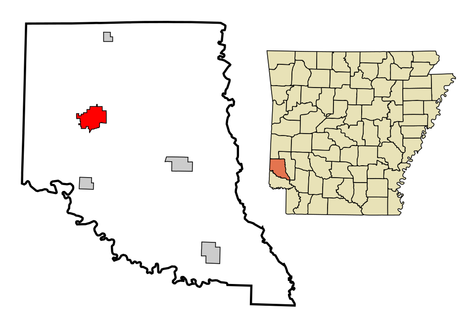Locator map of De Queen