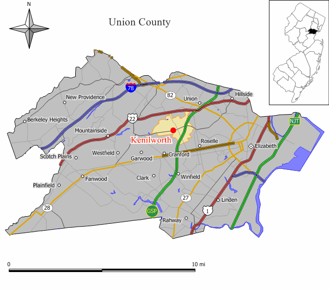 Locator map of Kenilworth