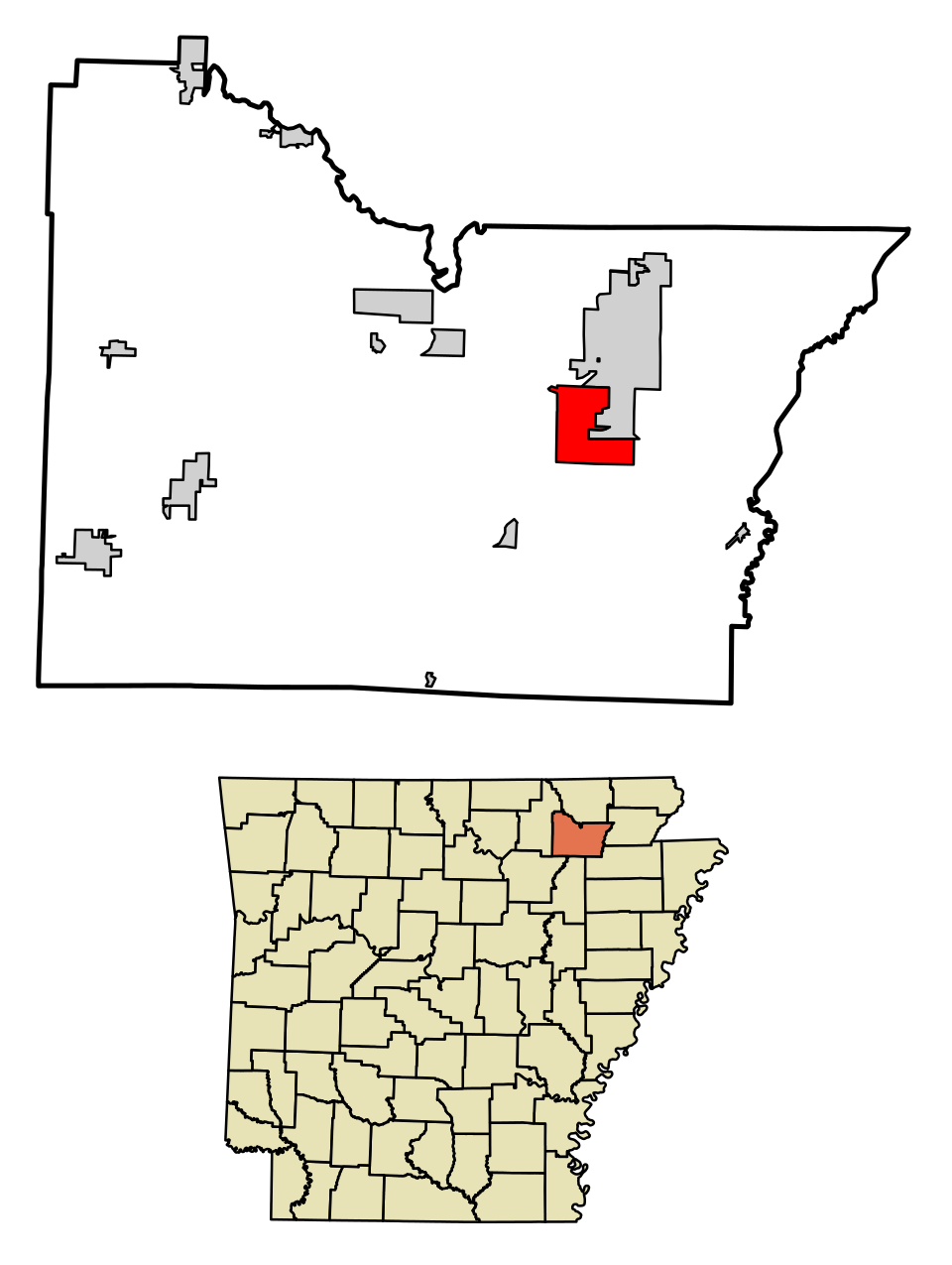 Locator map of Hoxie