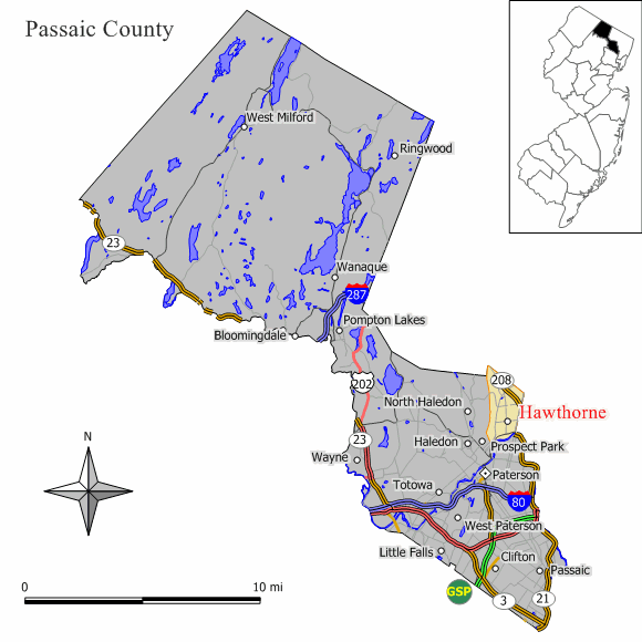 Locator map of Hawthorne