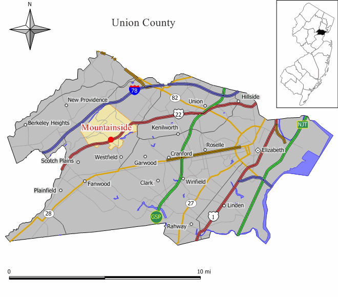 Locator map of Mountainside
