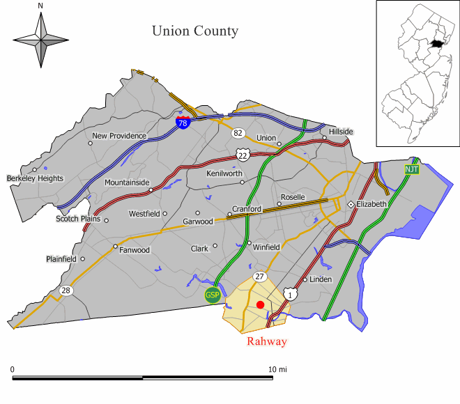 Locator map of Rahway