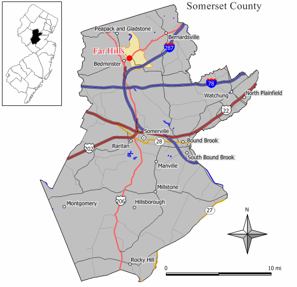 Locator map of Far Hills
