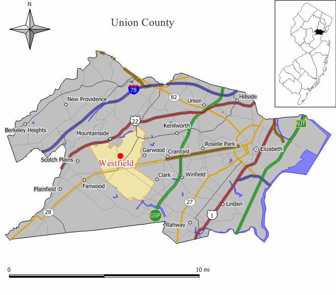 Locator map of Westfield
