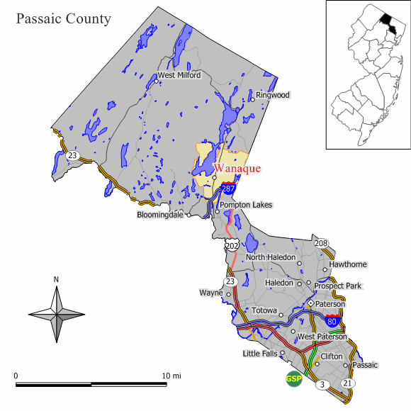 Locator map of Wanaque