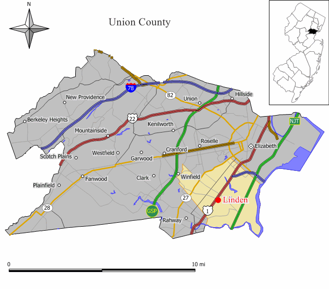 Locator map of Linden