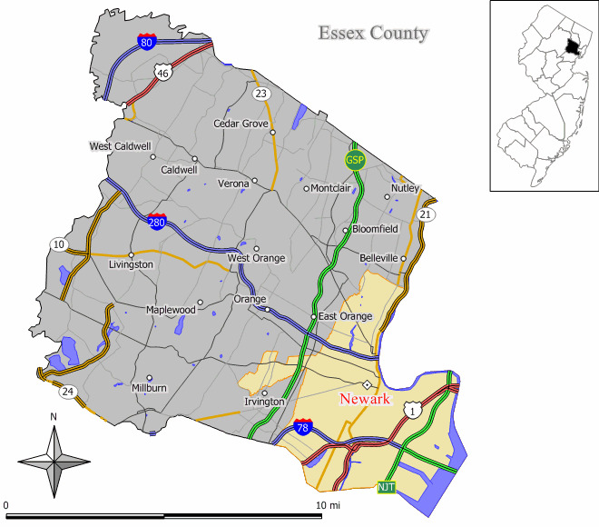 Locator map of Newark