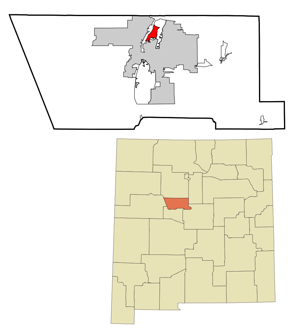 Locator map of Los Ranchos de Albuquerque