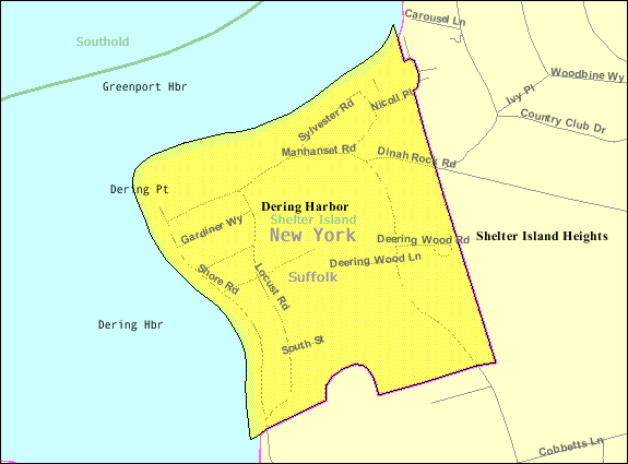Locator map of Dering Harbor