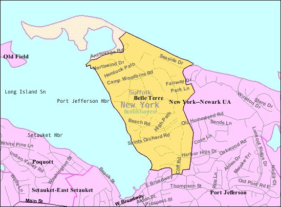 Locator map of Belle Terre