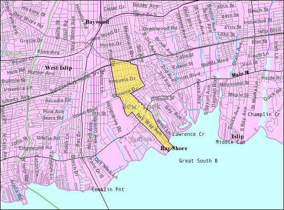 Locator map of Brightwaters