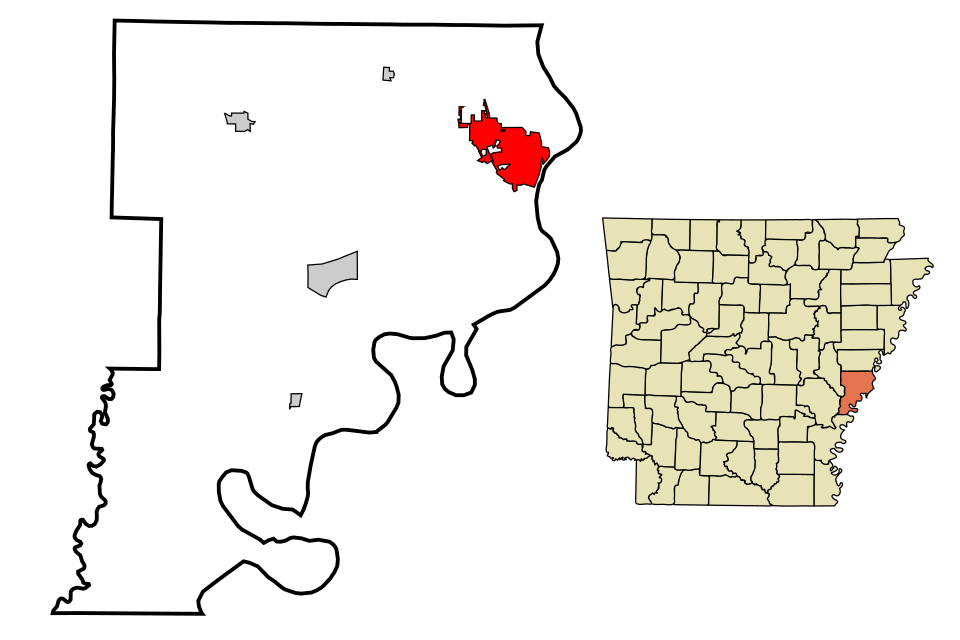 Locator map of Helena-West Helena