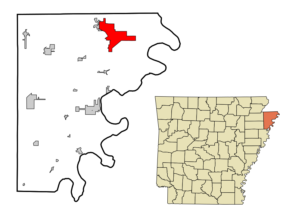 Locator map of Blytheville