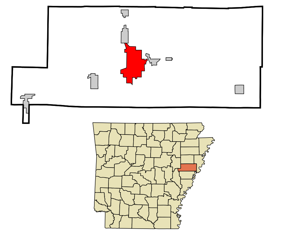 Locator map of Forrest City